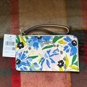 Kate Spade Blue and Yellow Floral Wristlet